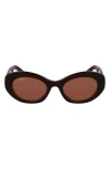 Ferragamo 53mm Oval Sunglasses In Black