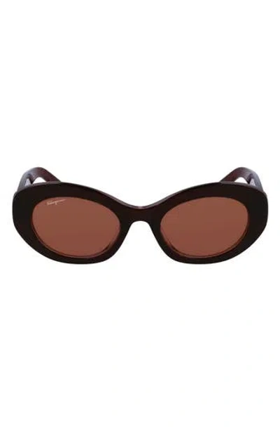 Ferragamo 53mm Oval Sunglasses In Black