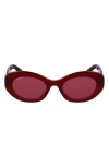 Ferragamo 53mm Oval Sunglasses In Burgundy/rose
