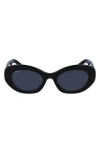 Ferragamo 53mm Oval Sunglasses In Dark Grey/grey