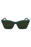 Ferragamo 53mm Rectangualr Sunglasses In Opaline Green