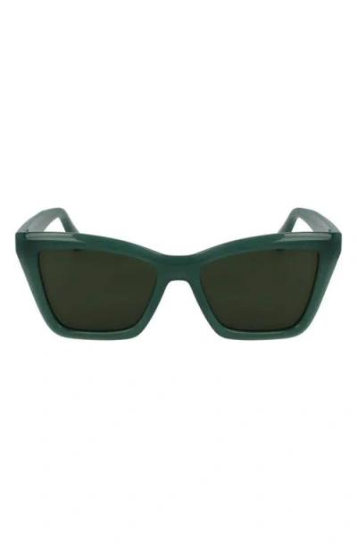 Ferragamo 53mm Rectangualr Sunglasses In Opaline Green