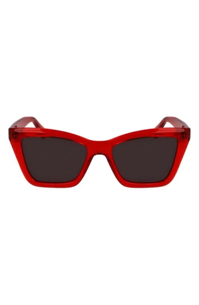 Ferragamo 53mm Rectangualr Sunglasses In Transparent Red