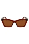 Ferragamo 53mm Rectangualr Sunglasses In Transparent Rust