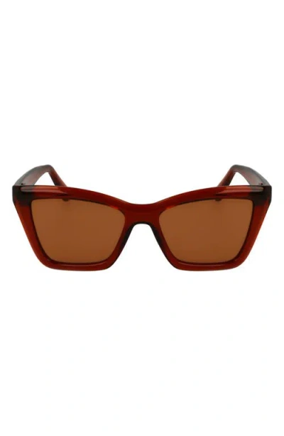 Ferragamo 53mm Rectangualr Sunglasses In Transparent Rust