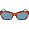 Ferragamo 53mm Rectangular Sunglasses In Crystal Caramel/petrol
