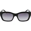 Ferragamo 53mm Rectangular Sunglasses In Black/grey