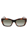 Ferragamo 53mm Rectangular Sunglasses In Tortoise/khaki