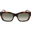 Ferragamo 53mm Rectangular Sunglasses In Tortoise/khaki