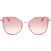 Ferragamo 54mm Gradient Cat Eye Sunglasses In Rose Gold/bordeaux