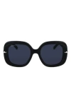 Ferragamo Gancini Hinge Rectangle Injection Plastic Sunglasses In Matte Black