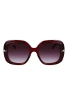 Ferragamo Gancini Hinge Rectangle Injection Plastic Sunglasses In Transparent Burgundy