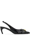 Ferragamo 55mm Bow-detail Patent Leather Pumps In Schwarz
