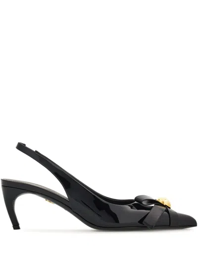 Ferragamo 55mm Bow-detail Patent Leather Pumps In Schwarz