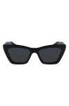 Ferragamo 55mm Butterfly Sunglasses In Black