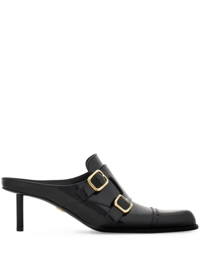 Ferragamo 55mm Double Monk Mules In Black