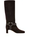 Ferragamo Gancini Ornament Knee High Boot In Brown