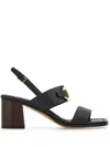 Ferragamo Sandals Block Heel Gancini Buckle In Black