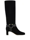 Ferragamo Gancini Ornament Knee High Boot In Black