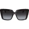 Ferragamo 55mm Gradient Rectangular Sunglasses In Grey Marble/bordeaux