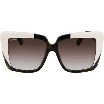 Ferragamo 55mm Gradient Rectangular Sunglasses