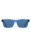 Ferragamo 55mm Rectangular Sunglasses In Transparent Dark Blue
