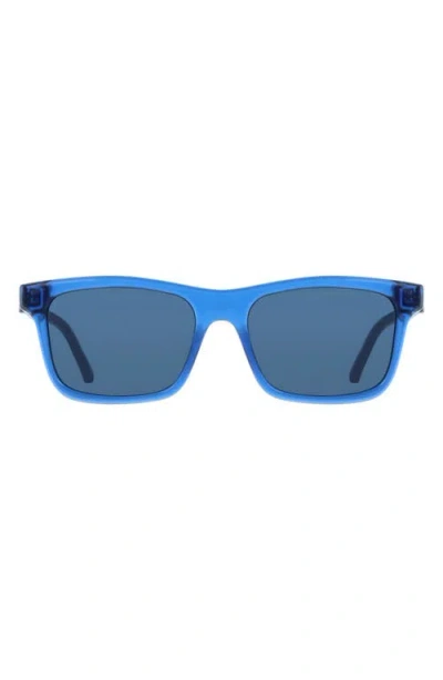 Ferragamo 55mm Rectangular Sunglasses In Transparent Dark Blue