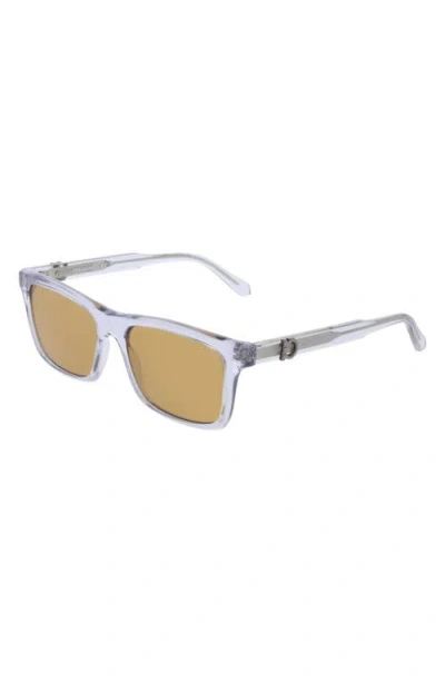 Ferragamo 55mm Rectangular Sunglasses In Transparent Grey