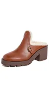 Ferragamo Saura Genuine Shearling Lined Mule In Cappuccino