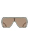 Ferragamo Rivet Acetate Shield Sunglasses In Beige