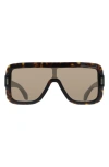 Ferragamo Rivet Acetate Shield Sunglasses In Dark Tortoise