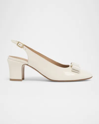 Ferragamo Women Mascarpone Vara Bow Slingback Pumps In Neutral