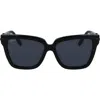 Ferragamo 57mm Polarized Rectangular Sunglasses In Black