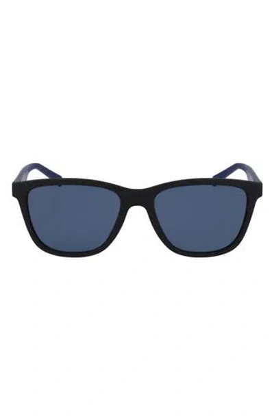 Ferragamo 57mm Rectangular Sunglasses In Matte Black/blue