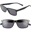 Ferragamo 57mm Square Sunglasses In Black/blue