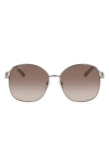 Ferragamo Gancini Rounded Oversized Square Metal Sunglasses In Gold/brown Sand Gradient
