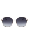 Ferragamo Gancini Rounded Oversized Square Metal Sunglasses In Rose Gold/grey Gr