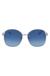 Ferragamo Gancini Rounded Oversized Square Metal Sunglasses In Gold/blue Gradien