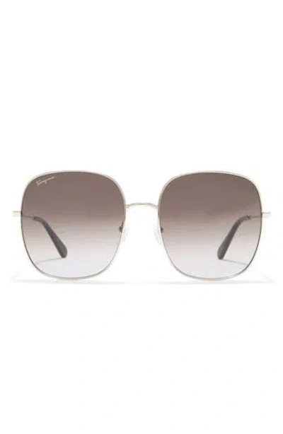 Ferragamo 59mm Rectangle Fashion Sunglasses In Brown