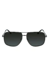 Ferragamo 60mm Gancini Aviator Sunglasses In Dark Ruthenium