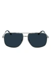 Ferragamo 60mm Gancini Aviator Sunglasses In Light Ruthenium