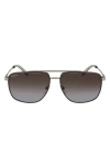Ferragamo 62mm Oversize Gradient Navigator Sunglasses In Matte Gold/brown