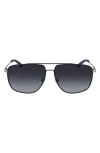 Ferragamo 60mm Gradient Navigator Sunglasses In Matte Light Ruthenium/grey