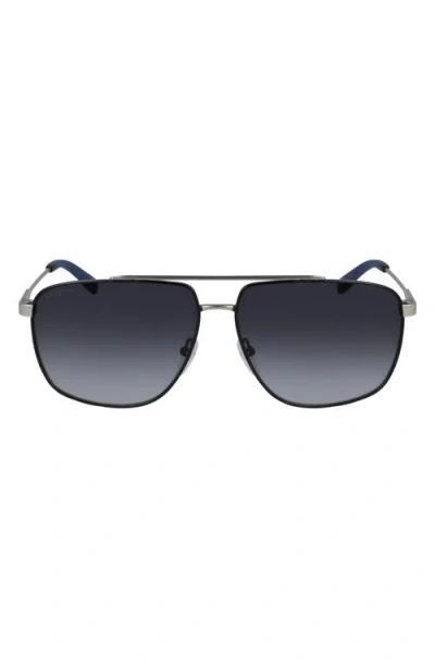 Ferragamo 60mm Gradient Navigator Sunglasses In Matte Light Ruthenium/grey