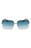 Ferragamo Women's Gancini 60mm Rectangular Sunglasses In Petrol