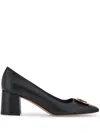 Ferragamo Pania Leather Medallion Pumps In Black