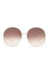 Ferragamo 60mm Round Sunglasses In Gold/brown Gradient