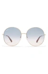 Ferragamo 60mm Round Sunglasses In Rose Gold/blue Nude