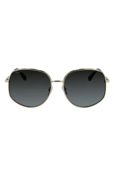 Ferragamo 61mm Gancini Oversize Sunglasses In Gold/black