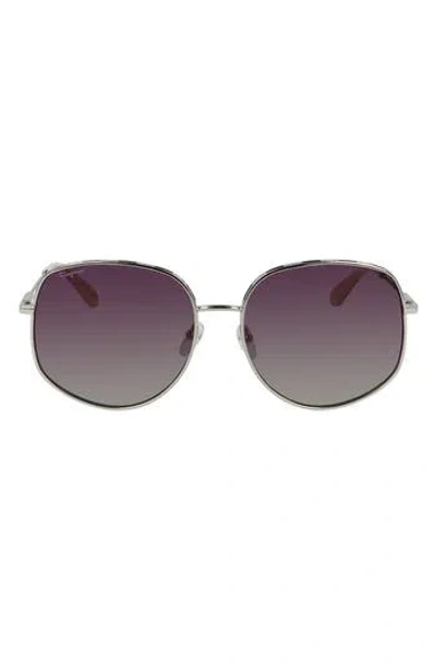 Ferragamo 61mm Gancini Oversize Sunglasses In Gold/ivory
